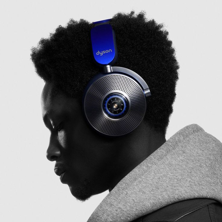 Person wearing Dyson headphones